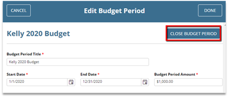 Edit Budget Period